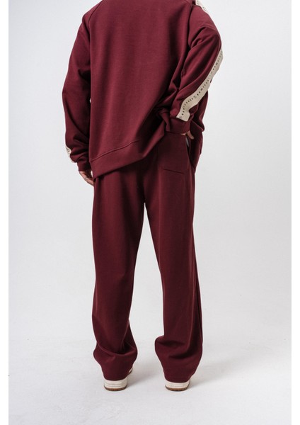 Erkek 7 Şerit Detaylı Kışlık Doubleface Baggy Eşofman Altı Bordo fırsatları