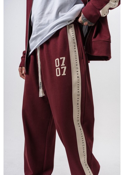 Erkek 7 Şerit Detaylı Kışlık Doubleface Baggy Eşofman Altı Bordo indirimleri