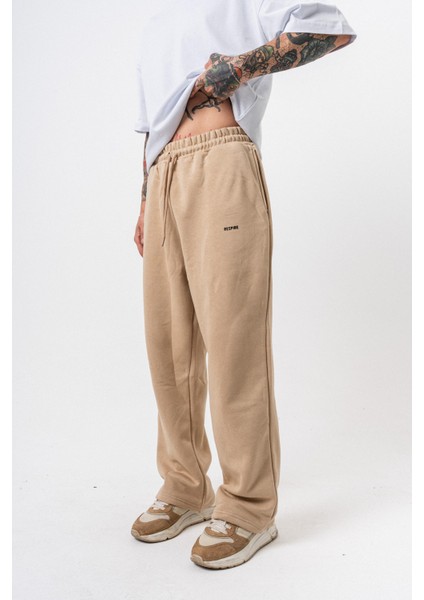 Erkek Respire Yazı Detaylı Basic Baggy Eşofman Altı Bej fiyatları