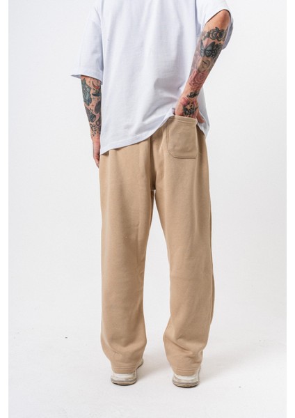 Erkek Respire Yazı Detaylı Basic Baggy Eşofman Altı Bej modelleri