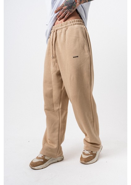 Erkek Respire Yazı Detaylı Basic Baggy Eşofman Altı Bej fırsatları