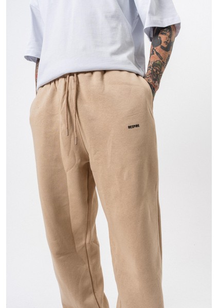 Erkek Respire Yazı Detaylı Basic Baggy Eşofman Altı Bej indirimleri