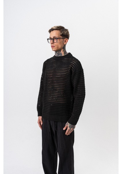 Erkek Örgü Detaylı Triko Siyah fiyatları
