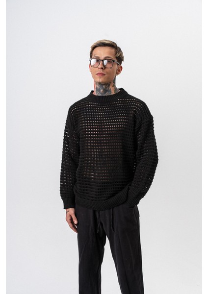 Erkek Örgü Detaylı Triko Siyah fırsatları