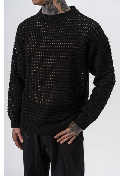 Erkek Örgü Detaylı Triko Siyah indirimleri