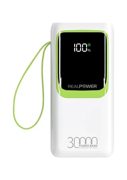 30000MAH 22.5W Taşınabilir Ledli Beyaz Powerbank Rp-Pbc3