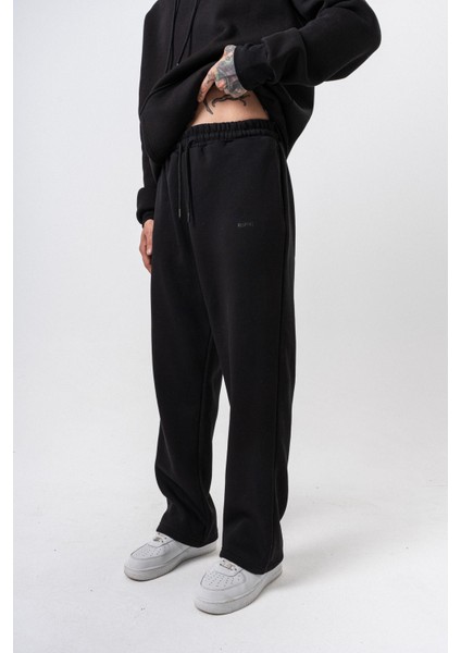 Erkek Respire Yazı Detaylı Basic Baggy Eşofman Altı Siyah fiyatları