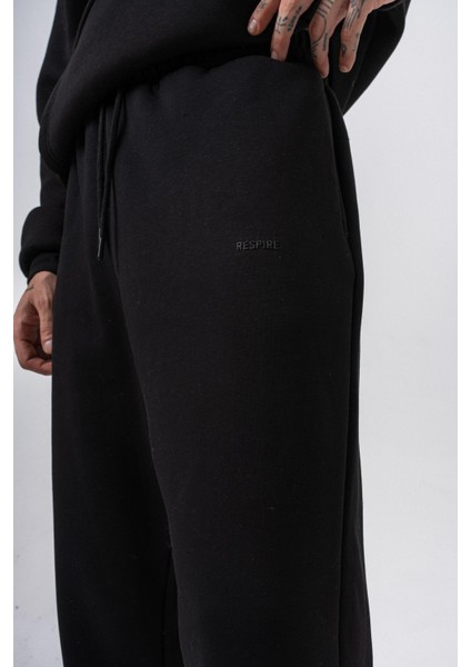 Erkek Respire Yazı Detaylı Basic Baggy Eşofman Altı Siyah fırsatları
