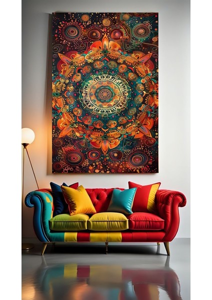 Mandala Desen Ev Duvar Salon Güzellik Salonu Ofis Dükkan Dekarasyon Kanvas Tablo