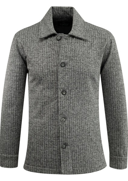 Erkek Kışlık Kumaş Hırka Çizgili Desenli Klasik Kalıp - 5234G