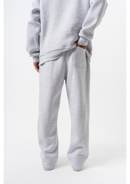 Erkek Respire Yazı Detaylı Basic Baggy Eşofman Altı Kar Melanj modelleri