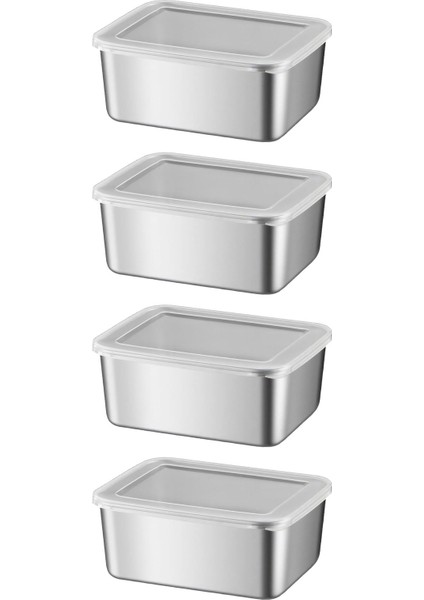 4 Adet 304 Çelik 550 ml Yemek Meyve Et Buzdolabı Beslenme Saklama Kabı MT107-4