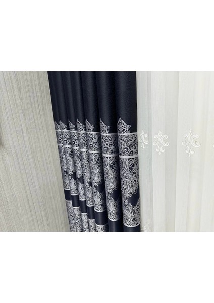 Nivemeshome Gönen Siyah 671539 V-504 1/3 Sık Pileli Fon Perde Apm