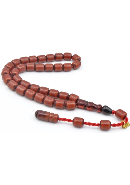 Hakkı Usta Imzalı Kapsül Kesim Bilek Boy Sıkma Kehribar Tesbih 114