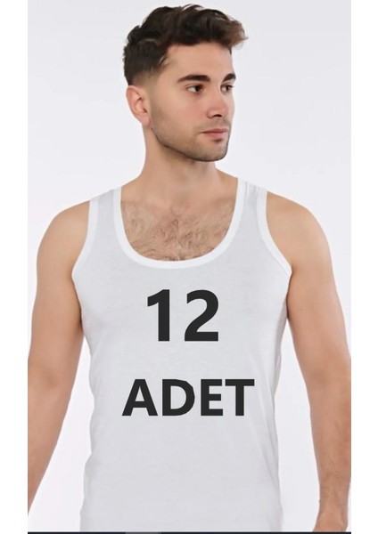 Inci Yıldız Erkek Penye Atlet -Beyaz - 12 Adet -%100 Pamuk