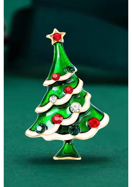 Yılbaşı Ağacı Renkli Taşlı Broş Yaka Iğnesi modelleri