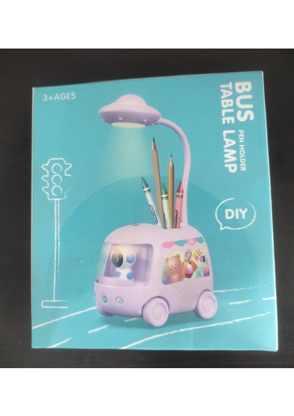 Figürlü Mavi Renk Masa Lambası ve Kalemlik Çok Renkli Işıklı( Sticker Hediyeli ) indirimleri