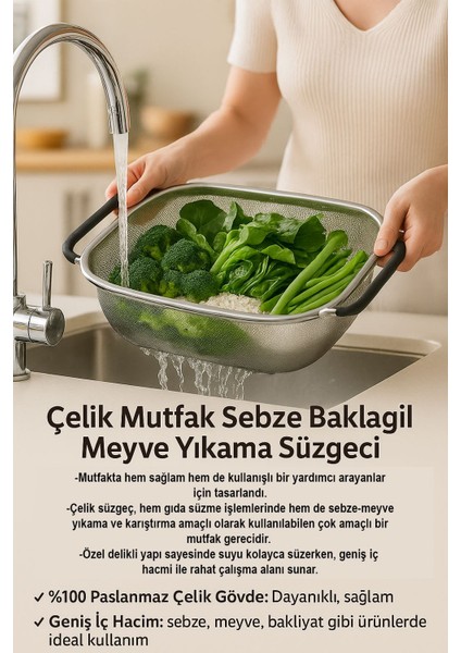 Çelik Mutfak Sebze Bakla Pirinç Meyve Yıkama Süzgeci MT114 modelleri