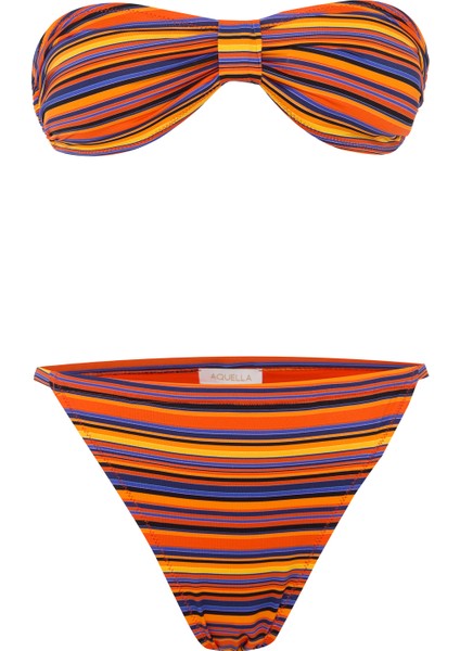 Renkli Stripe Starplez Bikini