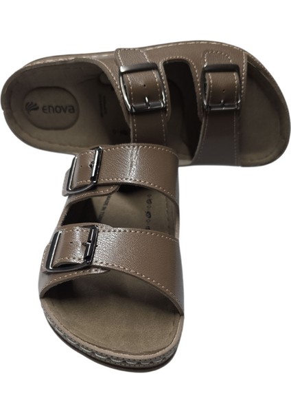 Enova Çift Tokalı Ortopedik Günlük Yumuşak Suni Deri Ev Dışarı Terliği fiyatları