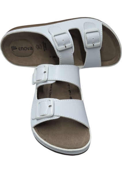 Enova Çift Tokalı Ortopedik Günlük Yumuşak Suni Deri Ev Dışarı Terliği fiyatları