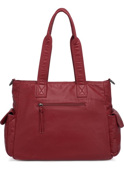 Barcelona Büyük Shopper Çok Cepli Uzun Askılı Kadın Omuz ÇANTASI1927 Bordo modelleri
