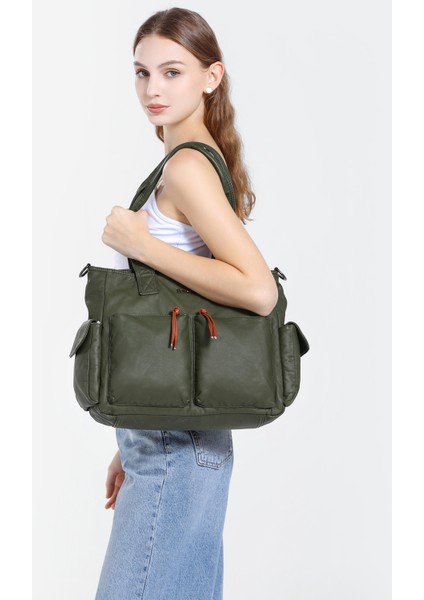 Barcelona Büyük Shopper Çok Cepli Uzun Askılı Kadın Omuz ÇANTASI1927 Bordo fırsatları