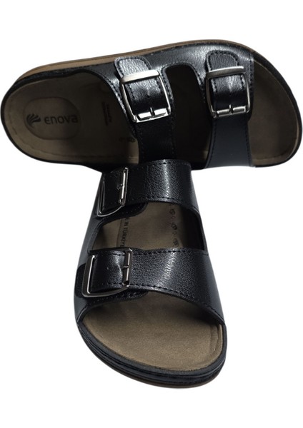 Enova Çift Tokalı Ortopedik Günlük Yumuşak Suni Deri Ev Dışarı Terliği fiyatları