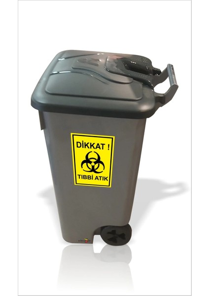 Büyük 85LT Tekerlekli Saplı Hastane Klinik Revir Tıbbi Atık Sızdırmaz Kırılmaz Çöp Kovası Arabası
