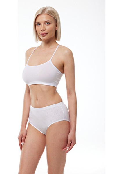 Kadın Yüksek Bel Slip Külot Düz Desenli %100 Pamuk 6'lı Paket Beyaz Renk fiyatları