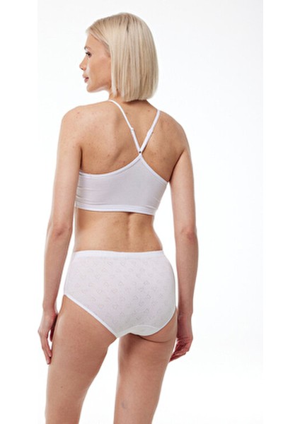 Kadın Yüksek Bel Slip Külot Düz Desenli %100 Pamuk 6'lı Paket Beyaz Renk modelleri