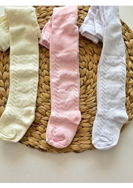 Yenidoğan Kız Bebek Külotlu Çorap Pamuklu Esnek 3 Renk Düz Desenli fiyatları
