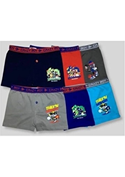 Erkek Çocuk Baskılı 6'lı Paket Pamuklu Boxer