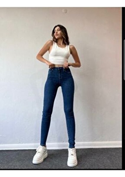 Layla Koyu Mavi Yüksel Bel Dar Paça Skinny Likralı Kot Pantalon fiyatları