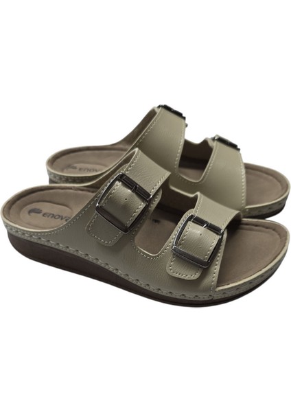 Enova Çift Tokalı Ortopedik Günlük Yumuşak Suni Deri Ev Dışarı Terliği fiyatları