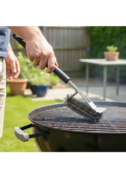 Buffer® Mangal Izgara Temizleme Fırçası – Paslanmaz Çelik Telli, Uzun Saplı Grill Temizlik Aparatı Mangal Temizlik Fırçası