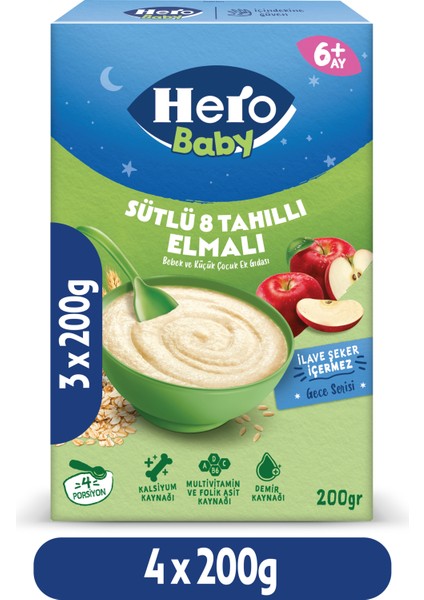 Sütlü 8 Tahıllı Elmalı 200g x4