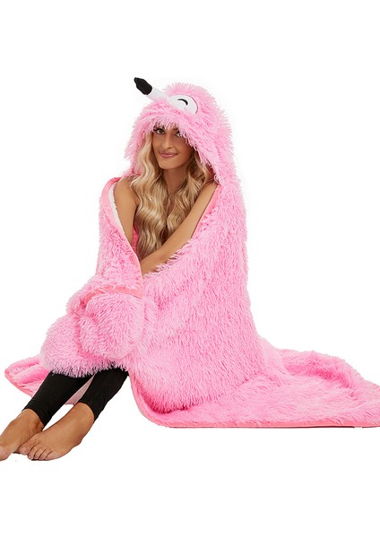 Flamingo Pamuklu Kadife ve Kalınlaştırılmış Sıcak Bornozla Sarılmış Kapüşonlu Sıcak Sonbahar ve Kış Pelerini (Yurt Dışından) fırsatları