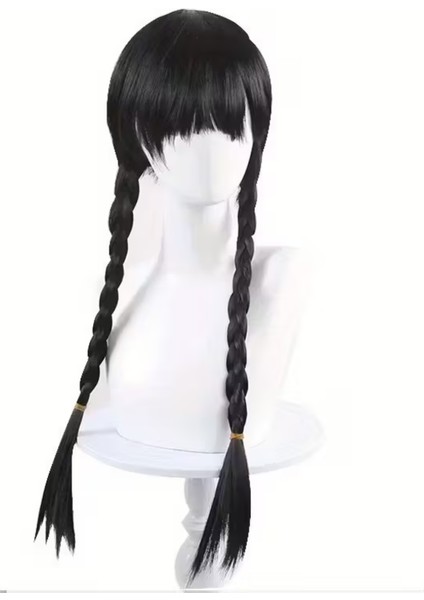 Wednesday Addams Karakter Peruk – 61 cm Uzunluk, Isıya Dayanıklı Sentetik Örgülü Saç, Doğal Siyah, Halloween & Parti Kostüm Peruğu fırsatları