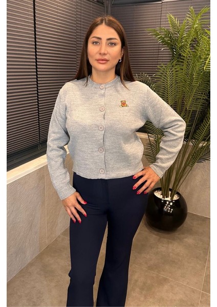 Ayıcık Detaylı Gri Kısa Triko Hırka fiyatları