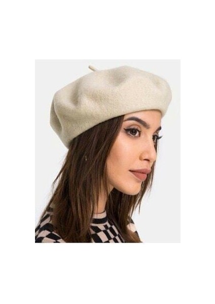 Kadın Ekru Fransız Ressam Keçe Bere