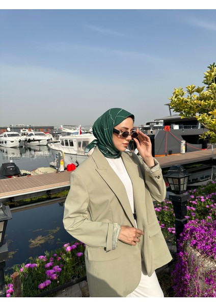 Nehir Desenli Eşarp Zümrüt