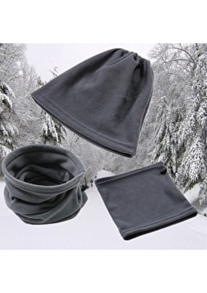 Kışlık Polar Atkı Bere Boyunluk Termal Boyun Isıtıcı Bandana Bay Bayan Yüz Maskesi Şapka