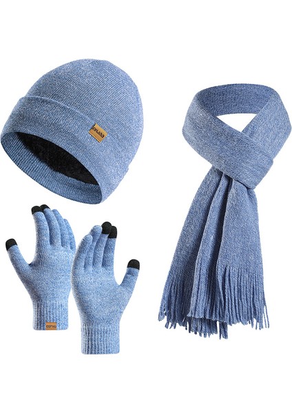 Kadın ve Erkek Isıtmalı Triko Şapka, Eşarp ve Eldiven Üçlü Seti (Yurt Dışından)