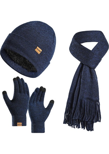 Kadın ve Erkek Isıtmalı Triko Şapka, Eşarp ve Eldiven Üçlü Seti (Yurt Dışından)