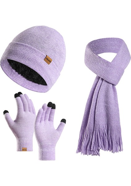 Kadın ve Erkek Isıtmalı Triko Şapka, Eşarp ve Eldiven Üçlü Seti (Yurt Dışından)