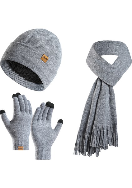 Kadın ve Erkek Isıtmalı Triko Şapka, Eşarp ve Eldiven Üçlü Seti (Yurt Dışından)