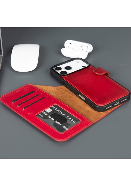 Casper iPhone 17 Pro Hakiki Deri Manyetik Cüzdan Kılıfı – Toronata