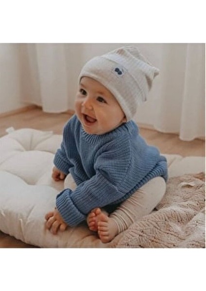 Unisex Bebek Çocuk Bisiklet Yaka Oversize Triko Kazak 6 Ay-5 Yaş