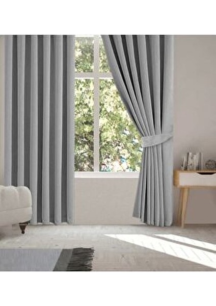 Fon Perde Pilesiz Tasarım Düz Açık Gri 400 x 260 cm Polyester Kumaş fiyatları